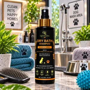 Qiveera Dry Bath for Dogs | Waterless No-Rinse Grooming & Freshening | 200ml